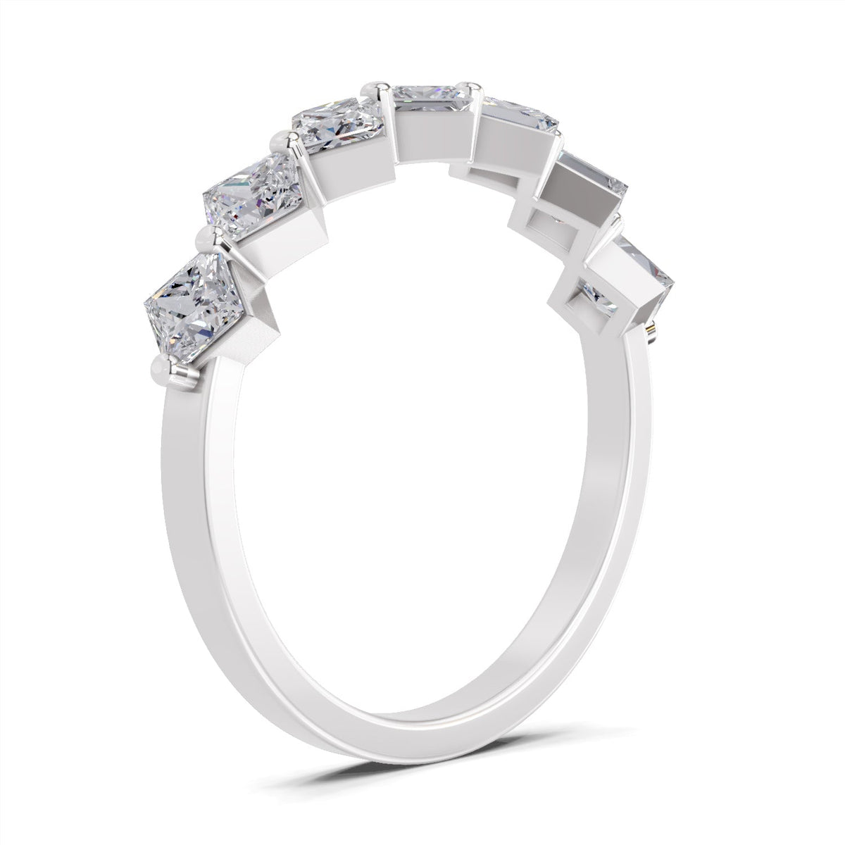 Delicate Princess-Cut Seven-Stone Diamond Band Ring