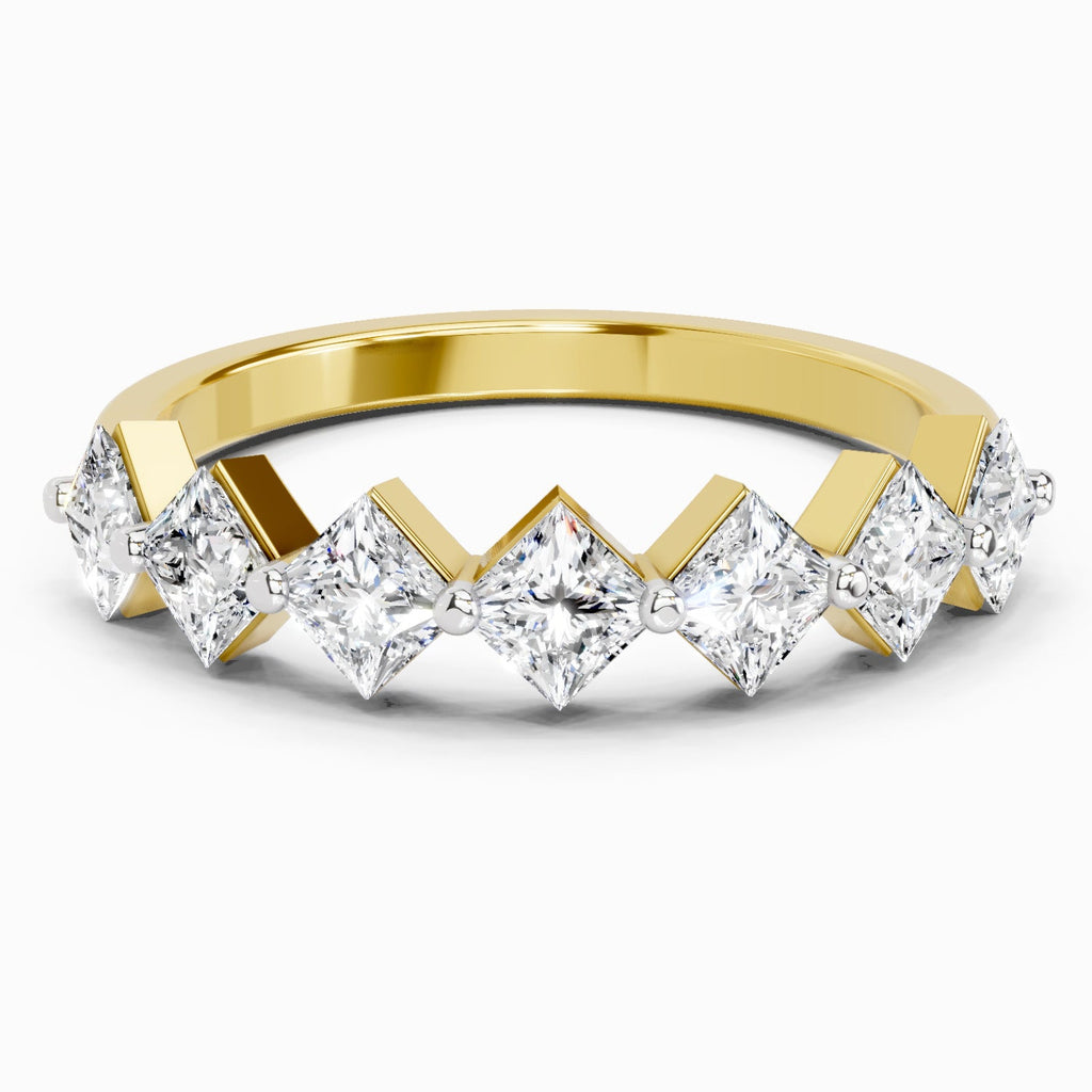 Delicate Princess-Cut Seven-Stone Diamond Band Ring