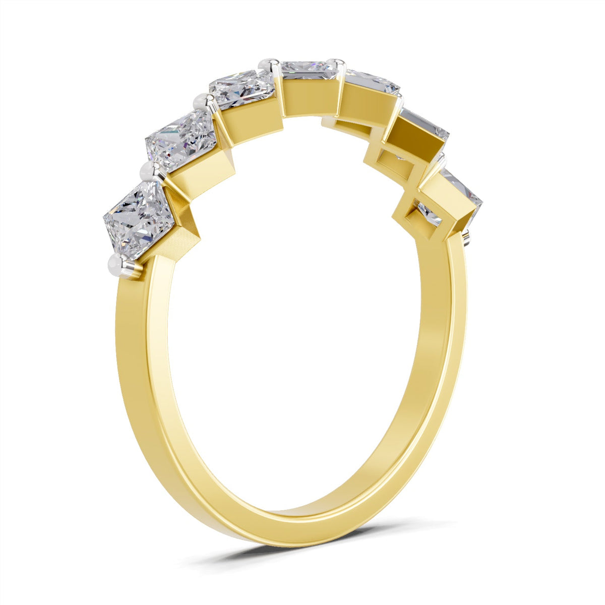 Delicate Princess-Cut Seven-Stone Diamond Band Ring
