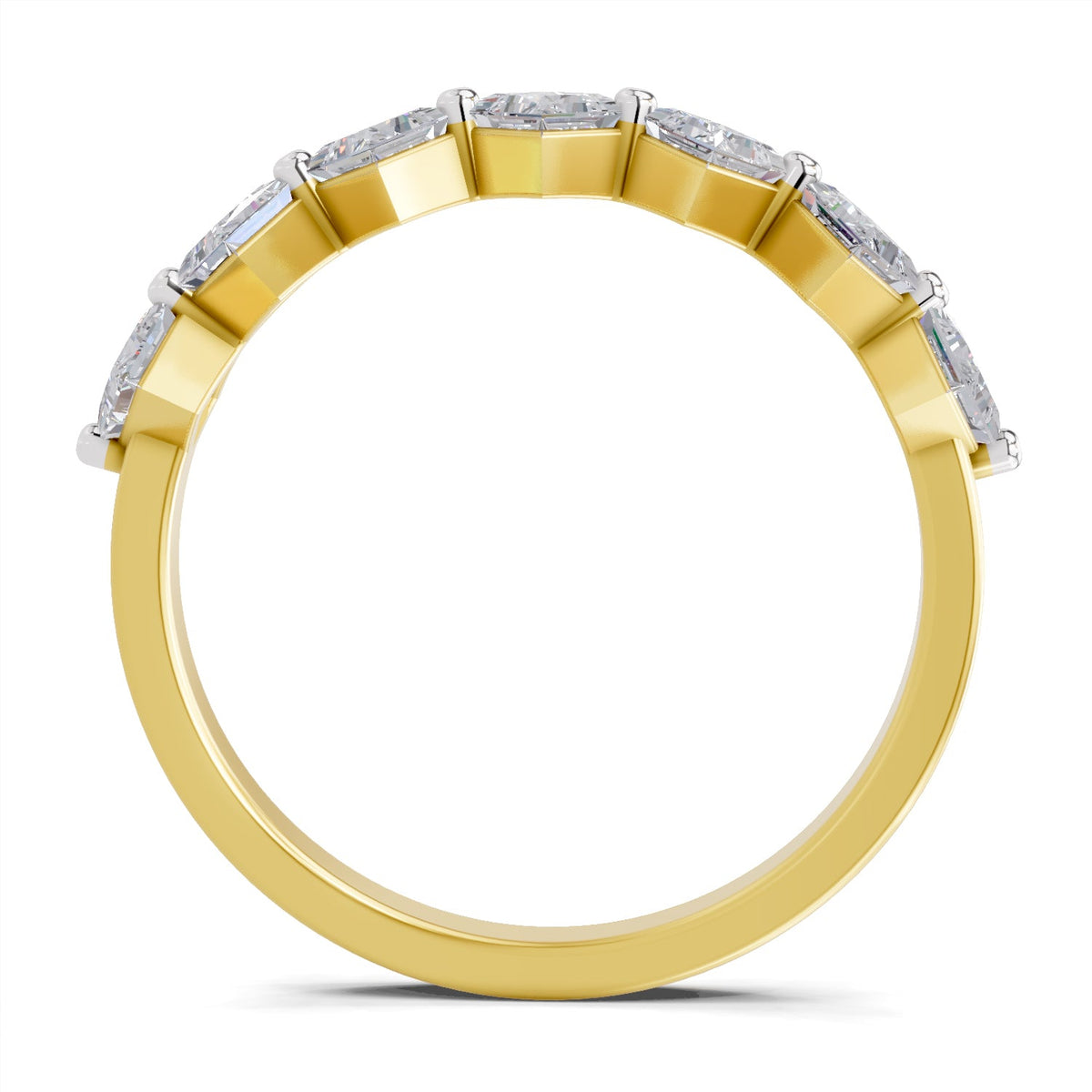 Delicate Princess-Cut Seven-Stone Diamond Band Ring