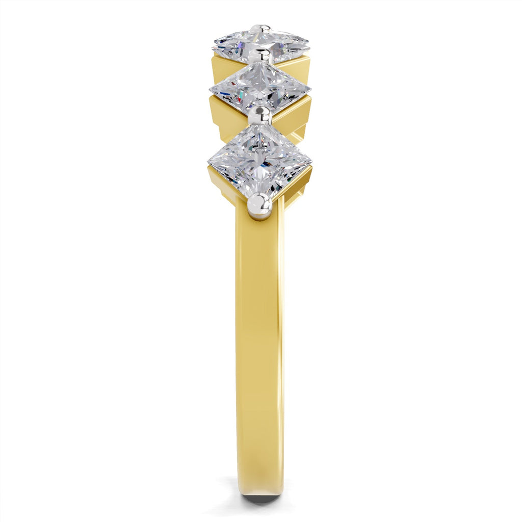 Delicate Princess-Cut Seven-Stone Diamond Band Ring