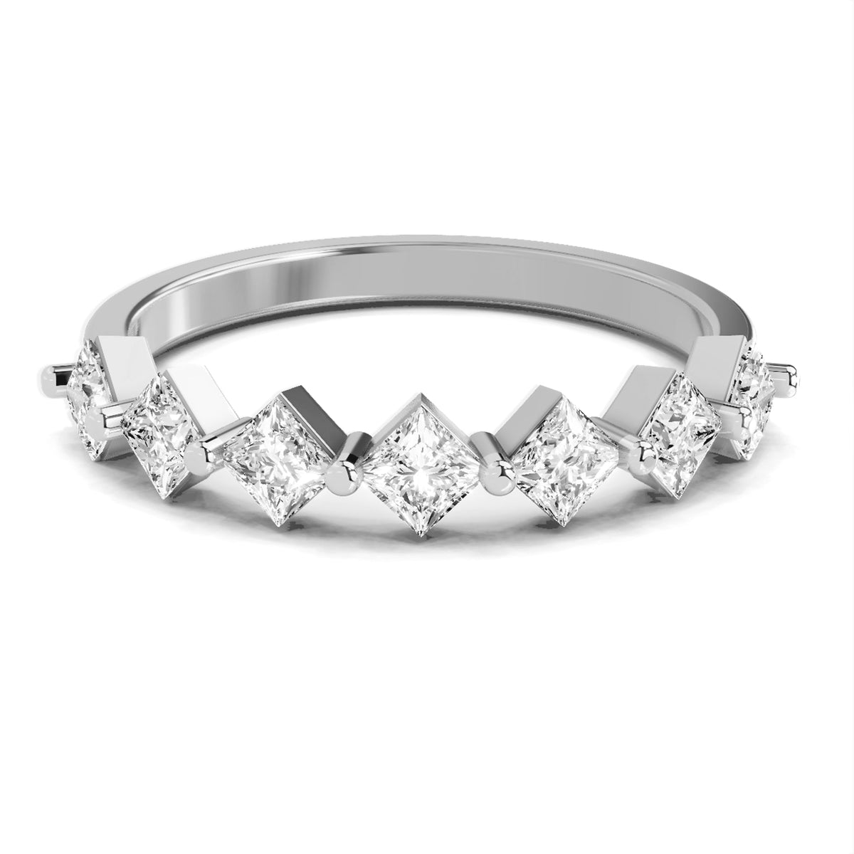 Glistening Princess-Cut Diamond Band Ring