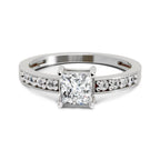Delicate Princess-Cut Solitaire Diamond Ring