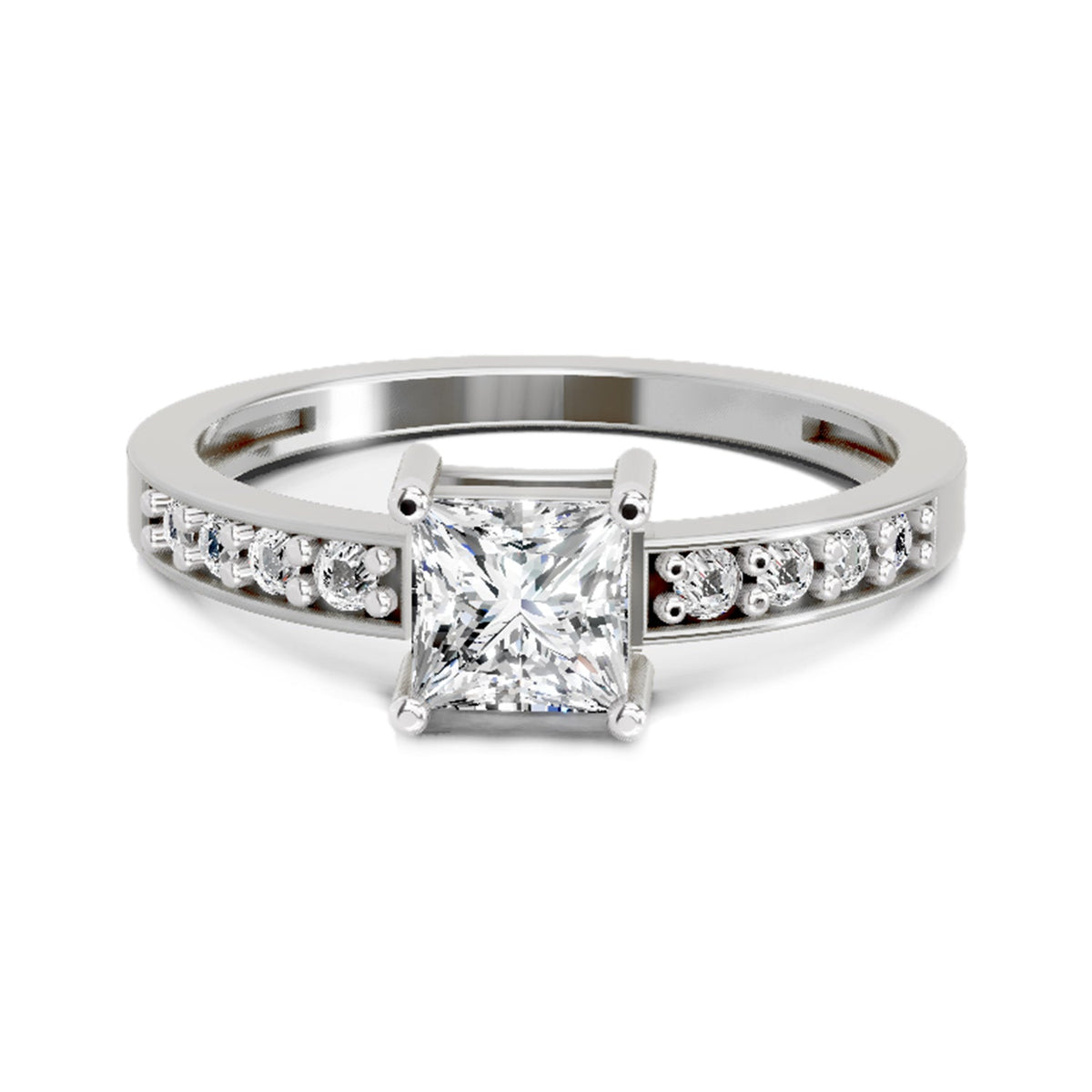 Delicate Princess-Cut Solitaire Diamond Ring