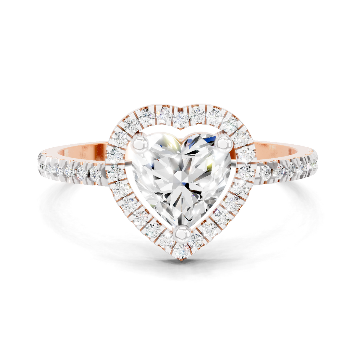 Ethereal Heart Halo Diamond Ring