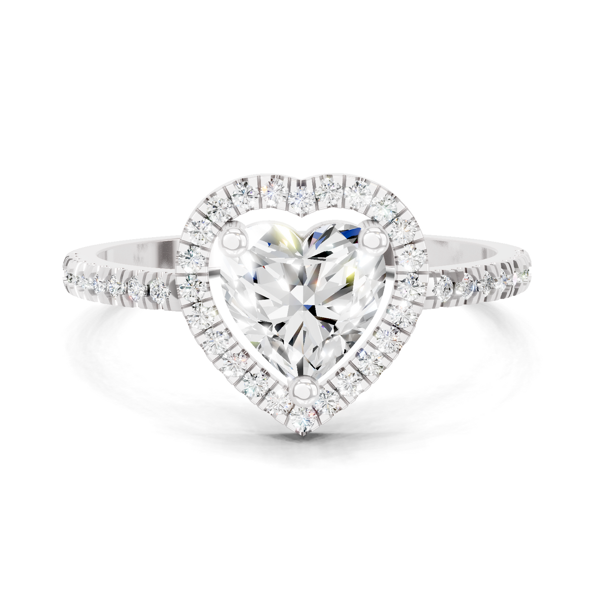 Ethereal Heart Halo Diamond Ring