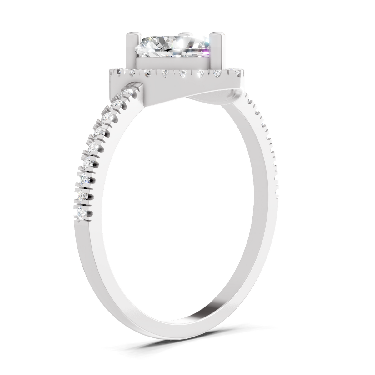 Ethereal Heart Halo Diamond Ring
