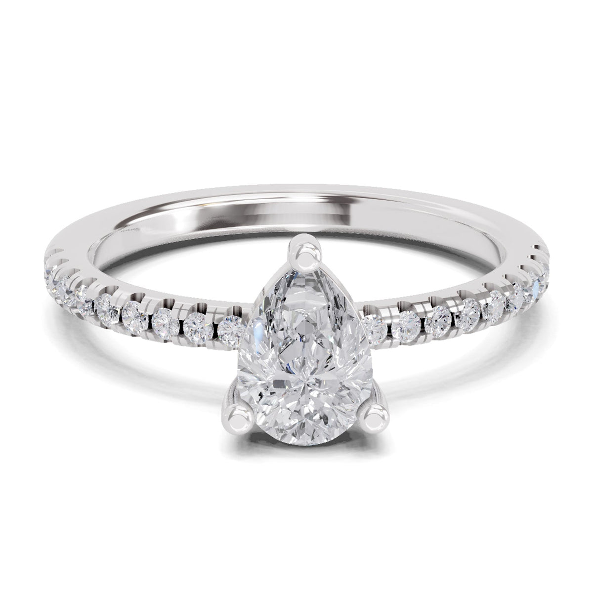 Lustrous Pear Diamond Ring