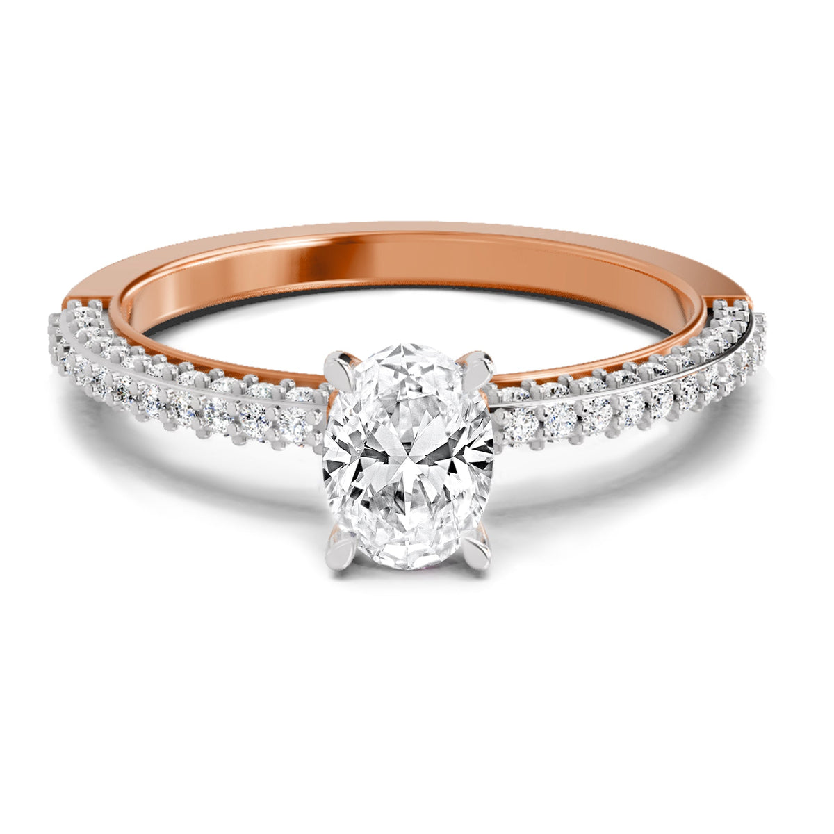 Shimmering Oval Solitaire Diamond Ring