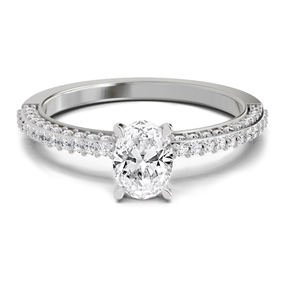 Shimmering Oval Solitaire Diamond Ring