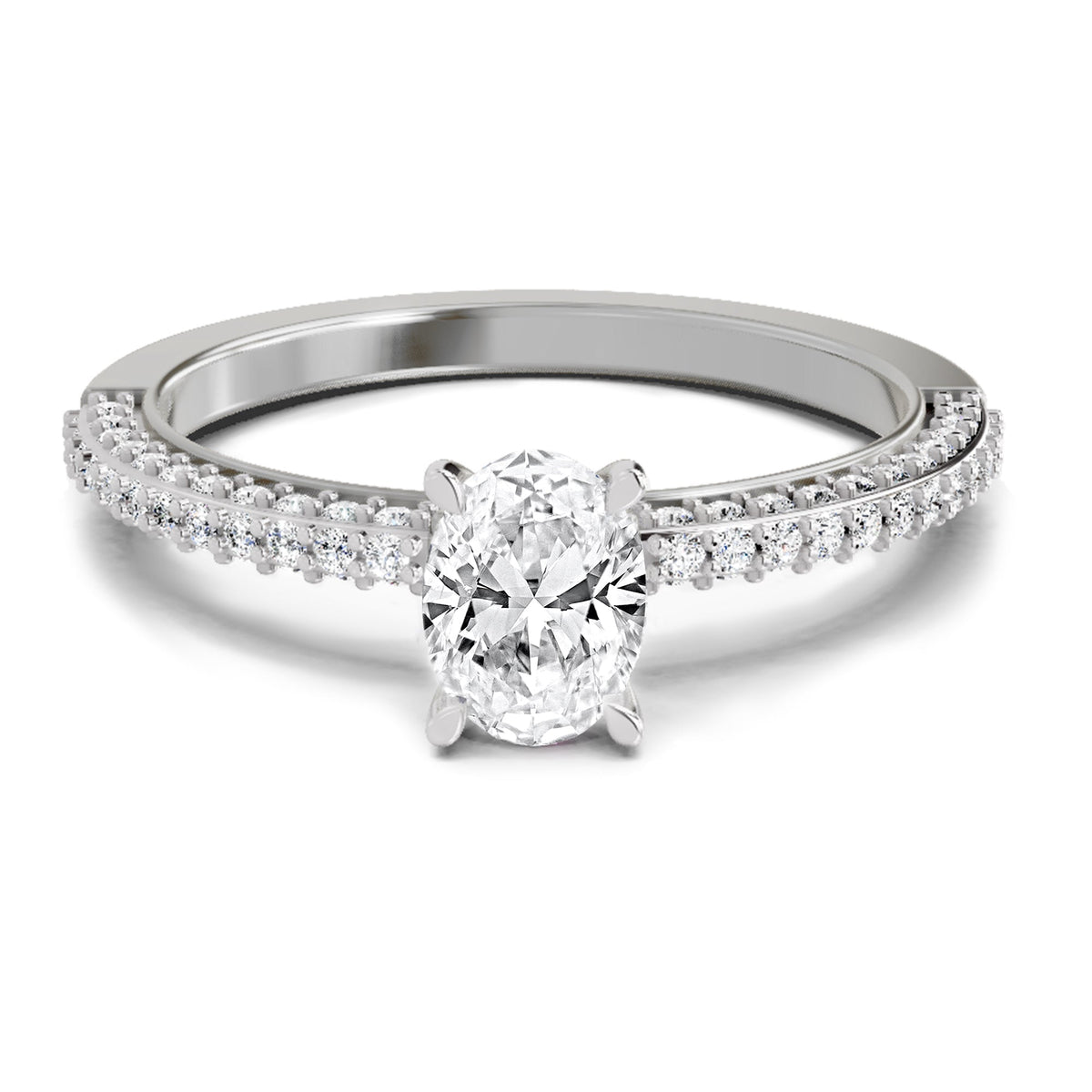 Shimmering Oval Solitaire Diamond Ring