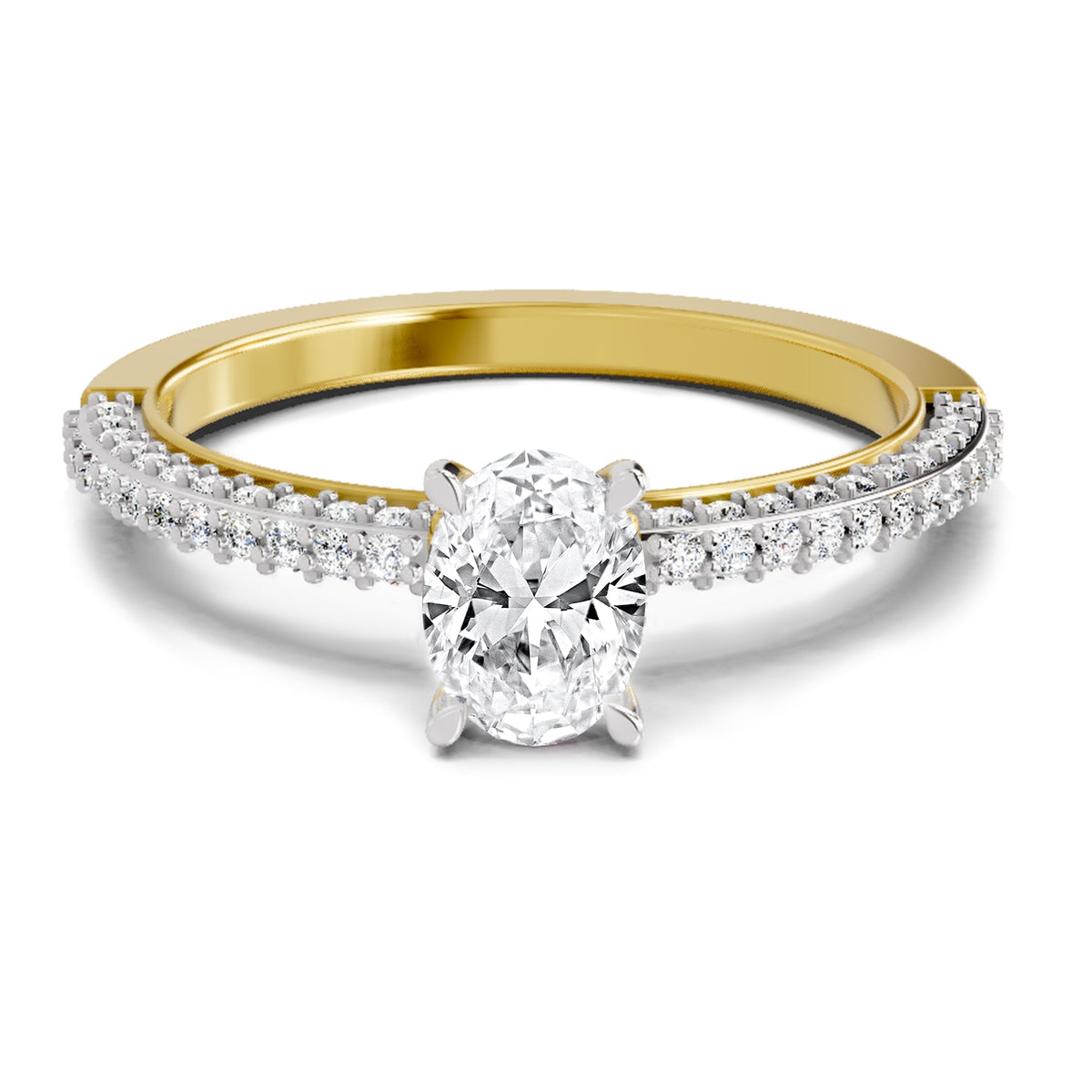 Shimmering Oval Solitaire Diamond Ring