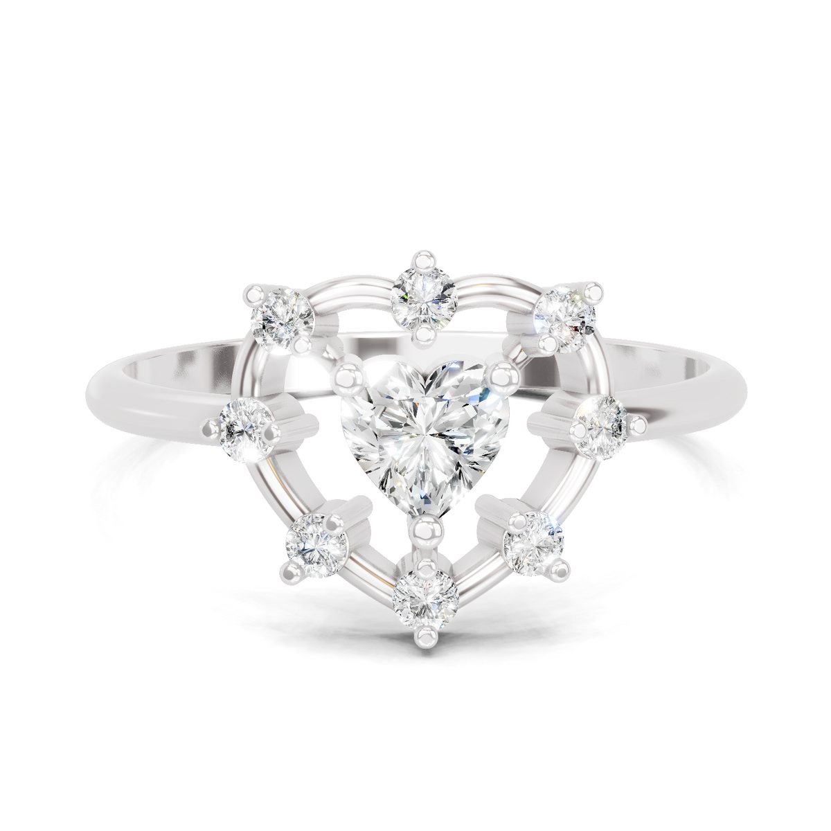 Delicate Heart Diamond Ring