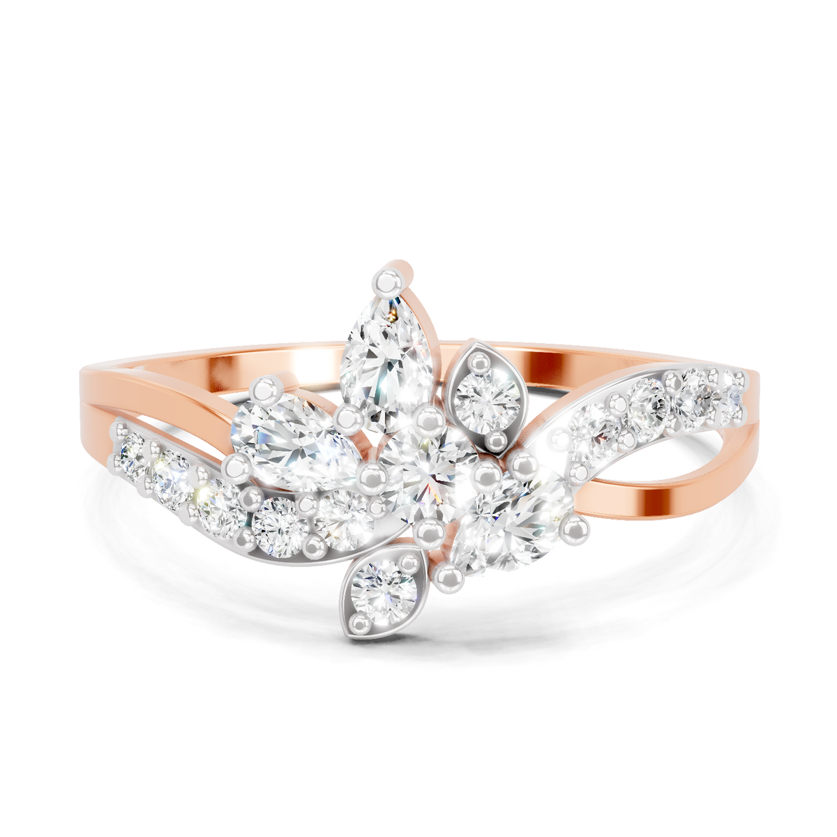 Majestic Pear Floral Diamond Ring