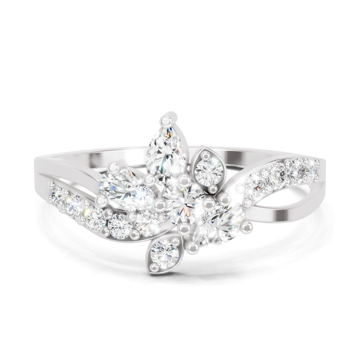 Majestic Pear Floral Diamond Ring