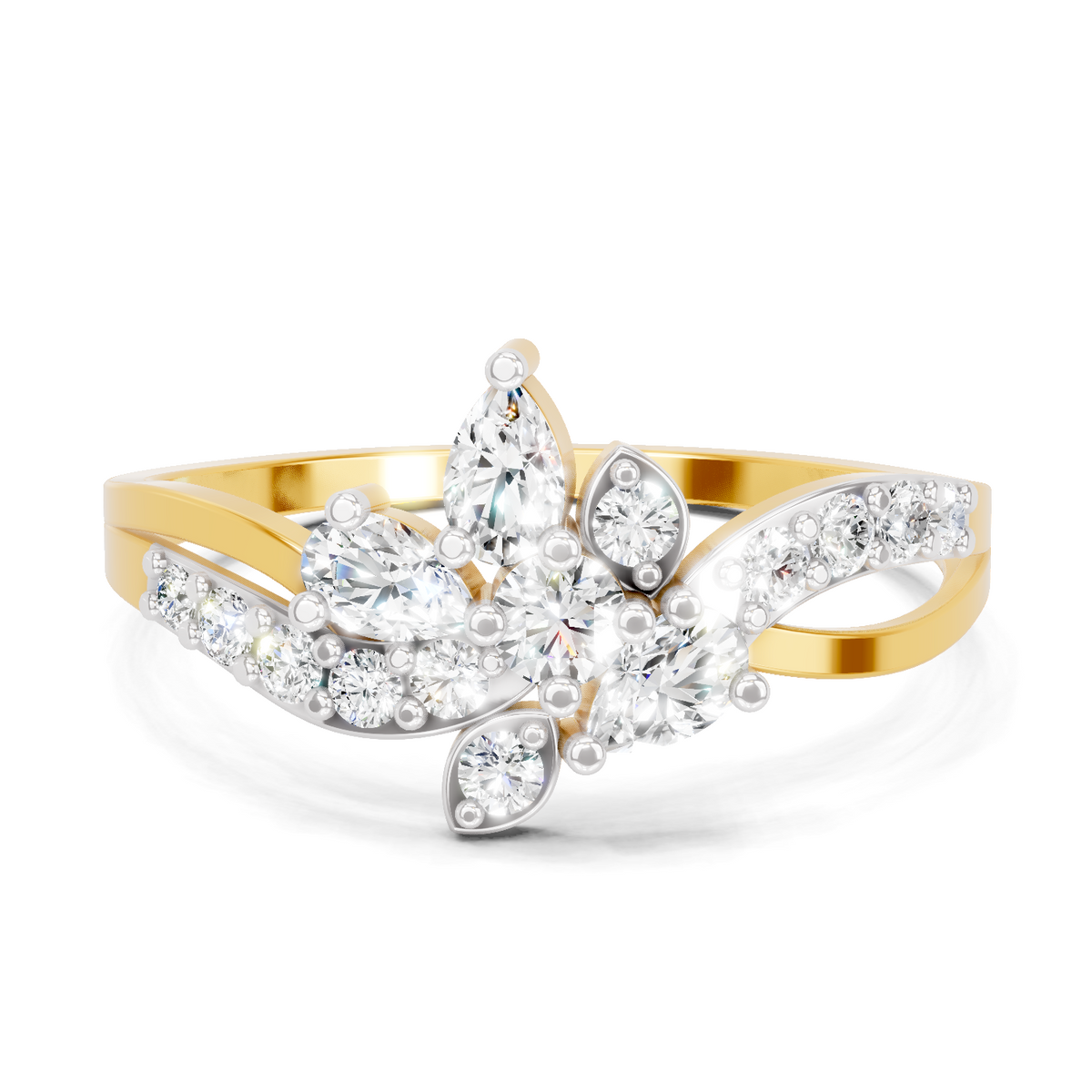 Majestic Pear Floral Diamond Ring
