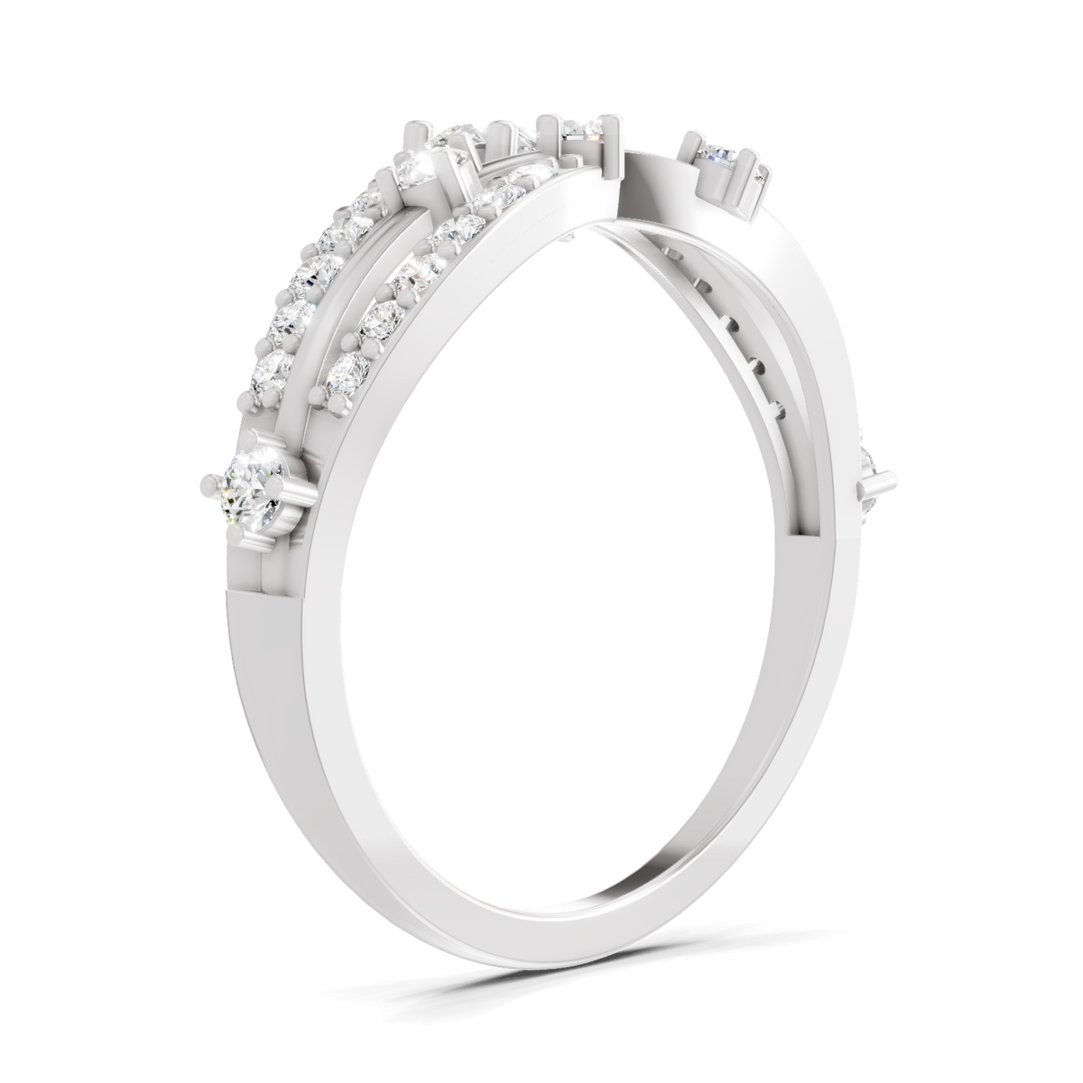 Sparkling Pear Bypass Diamond Ring