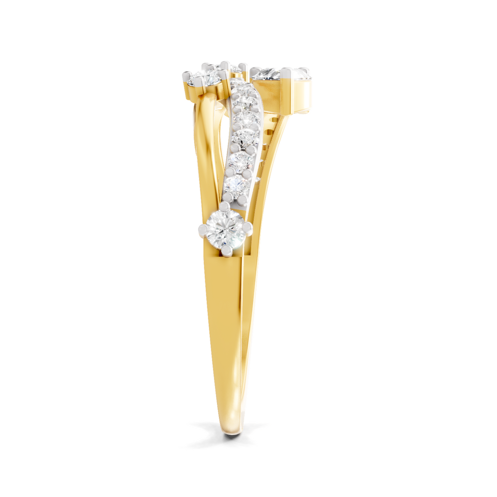 Sparkling Pear Bypass Diamond Ring
