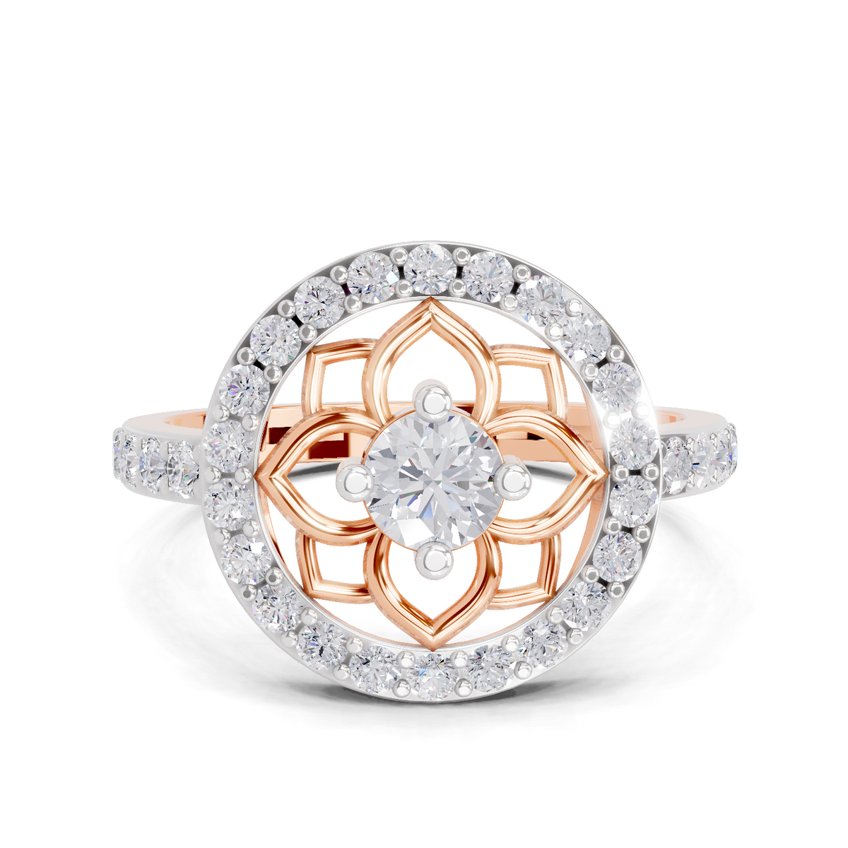 Enchanting Floral Halo Diamond Ring