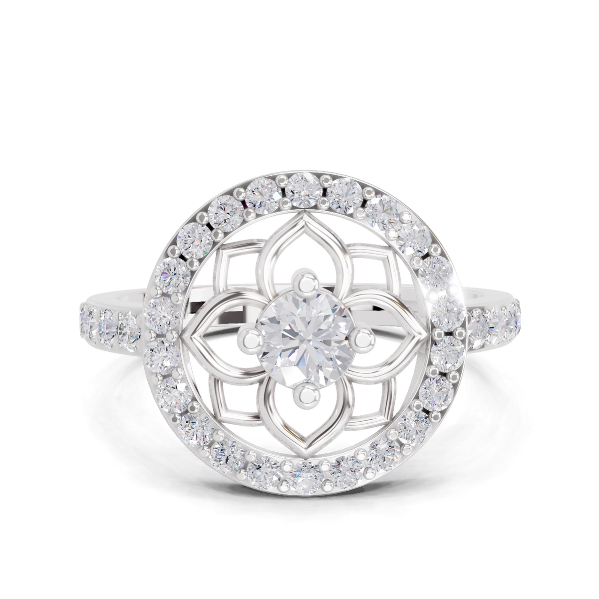 Enchanting Floral Halo Diamond Ring