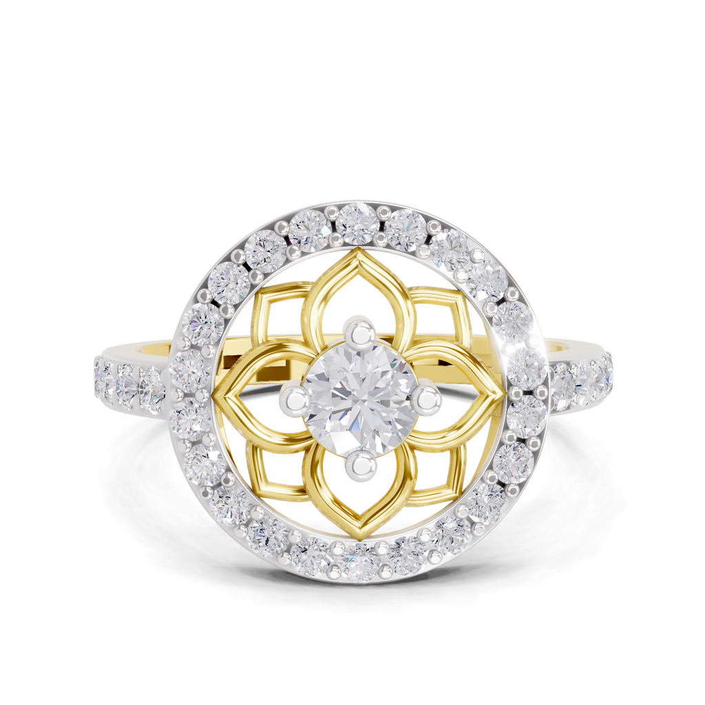 Enchanting Floral Halo Diamond Ring