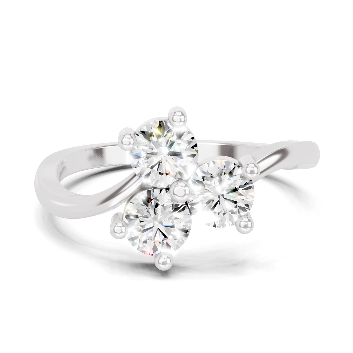 Graceful Three-Stone Diamond Ring