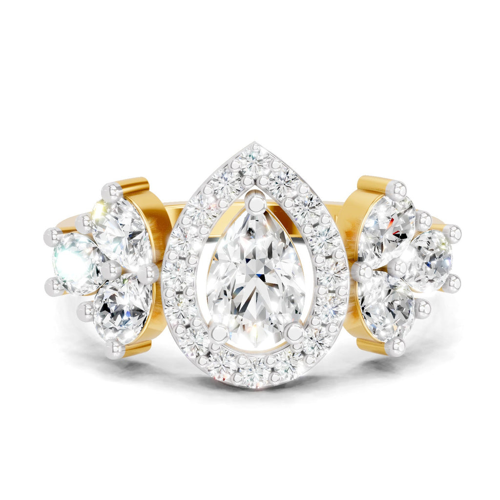 Graceful Pear Halo Diamond Ring