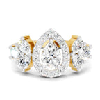 Graceful Pear Halo Diamond Ring