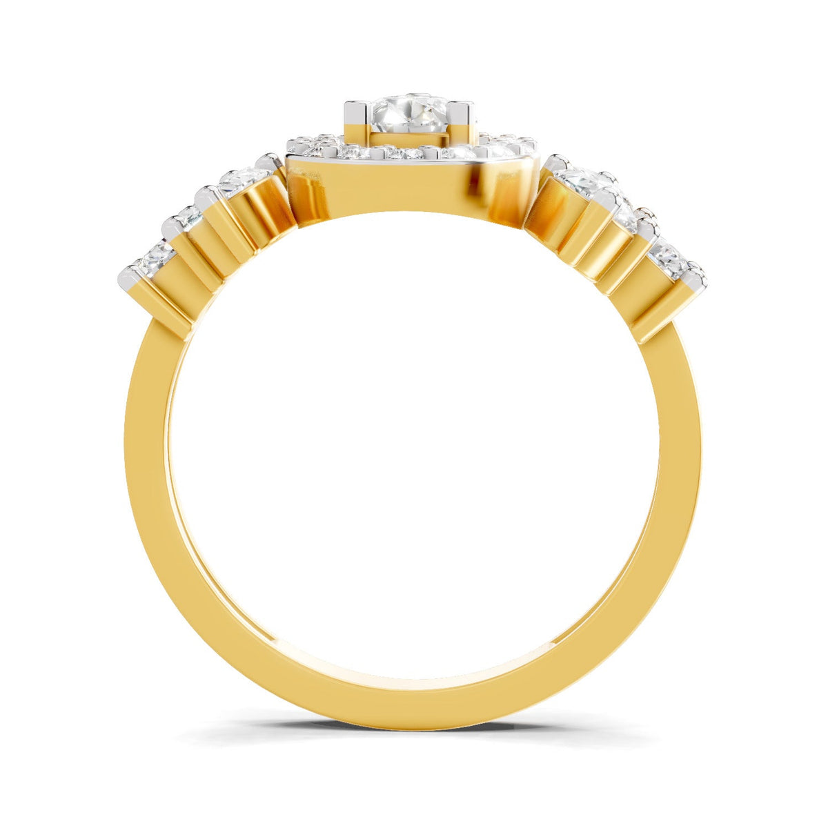 Graceful Pear Halo Diamond Ring