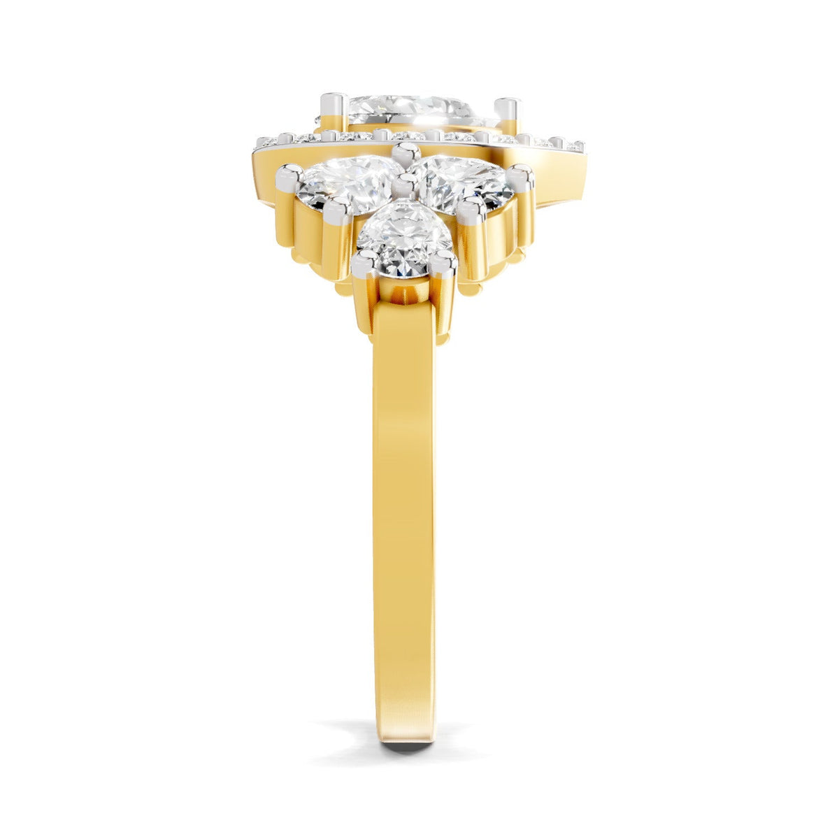 Graceful Pear Halo Diamond Ring