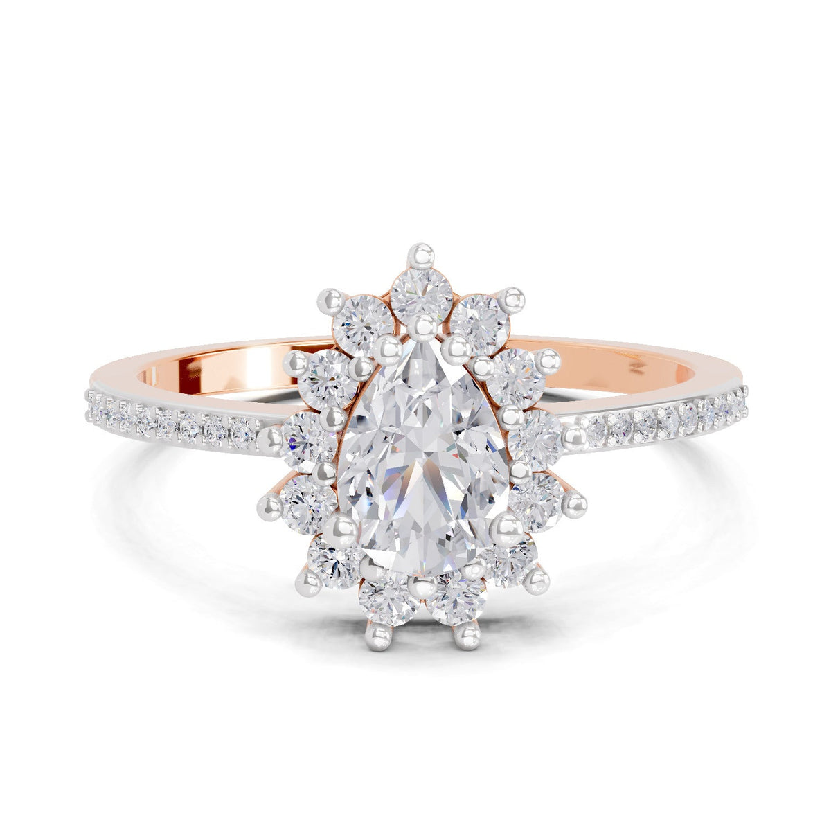 Regal Pear Halo Diamond Engagement Ring