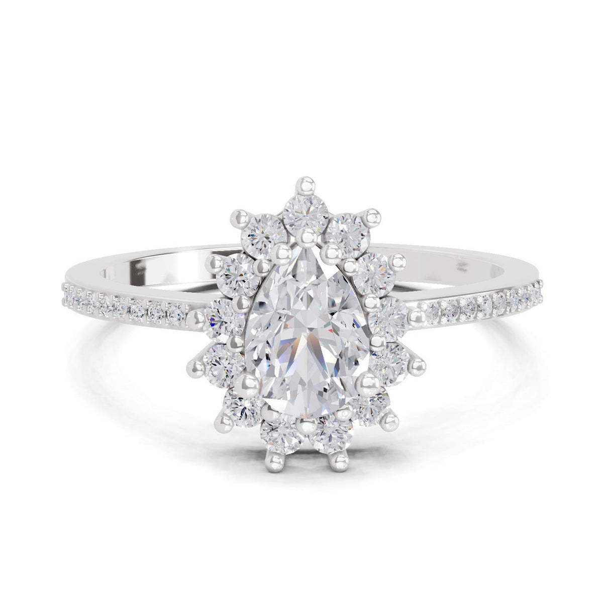 Regal Pear Halo Diamond Engagement Ring