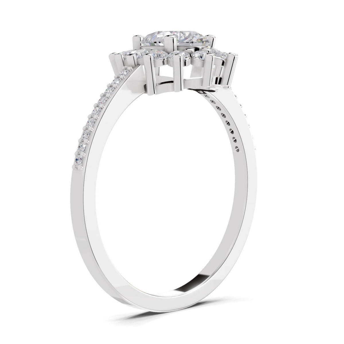 Regal Pear Halo Diamond Engagement Ring