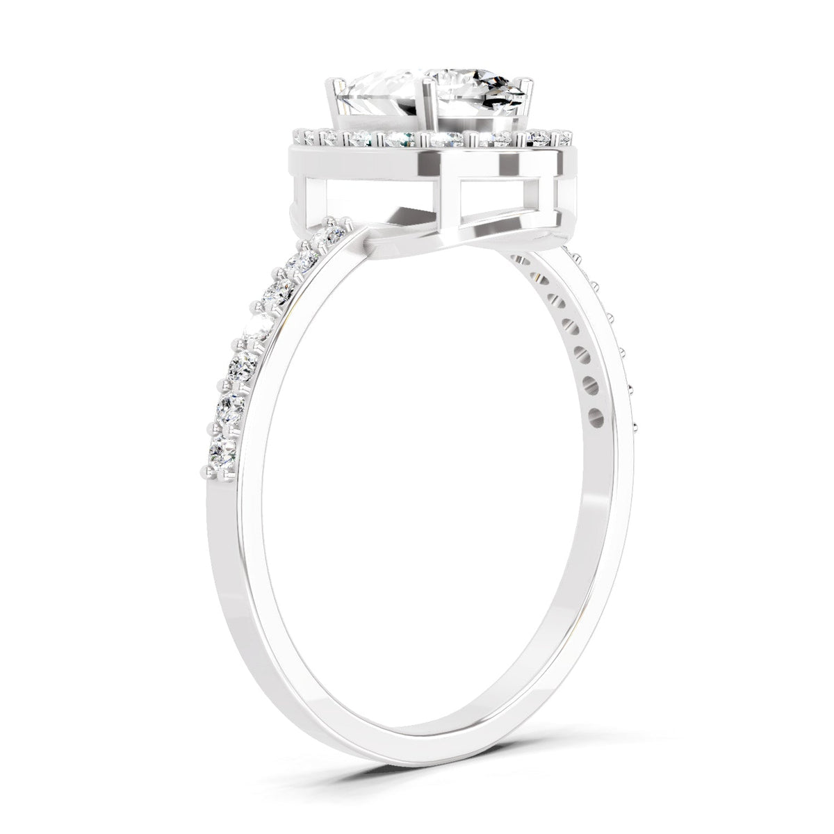 Gleaming Pear Halo Diamond Engagement Ring