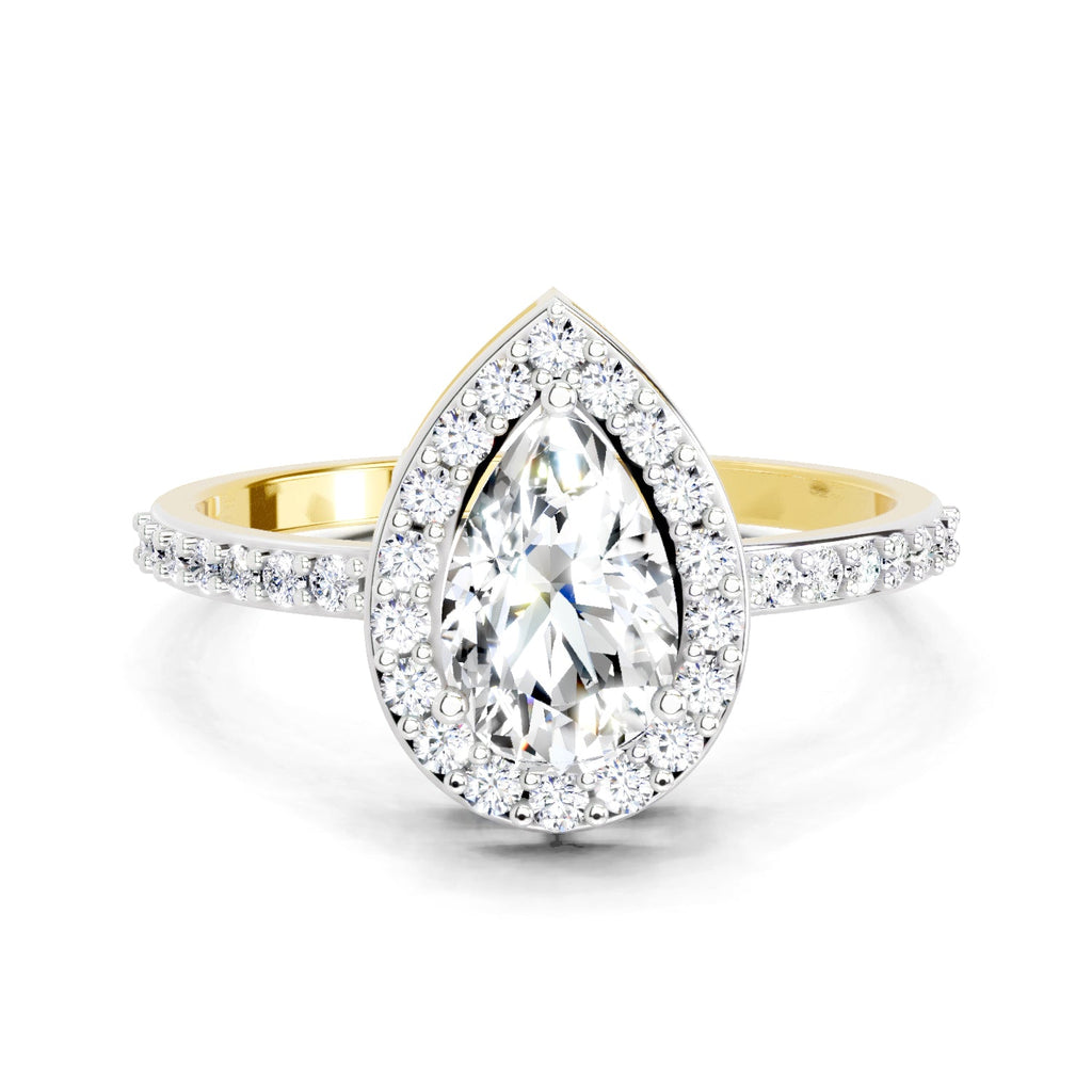 Gleaming Pear Halo Diamond Engagement Ring