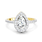 Gleaming Pear Halo Diamond Engagement Ring
