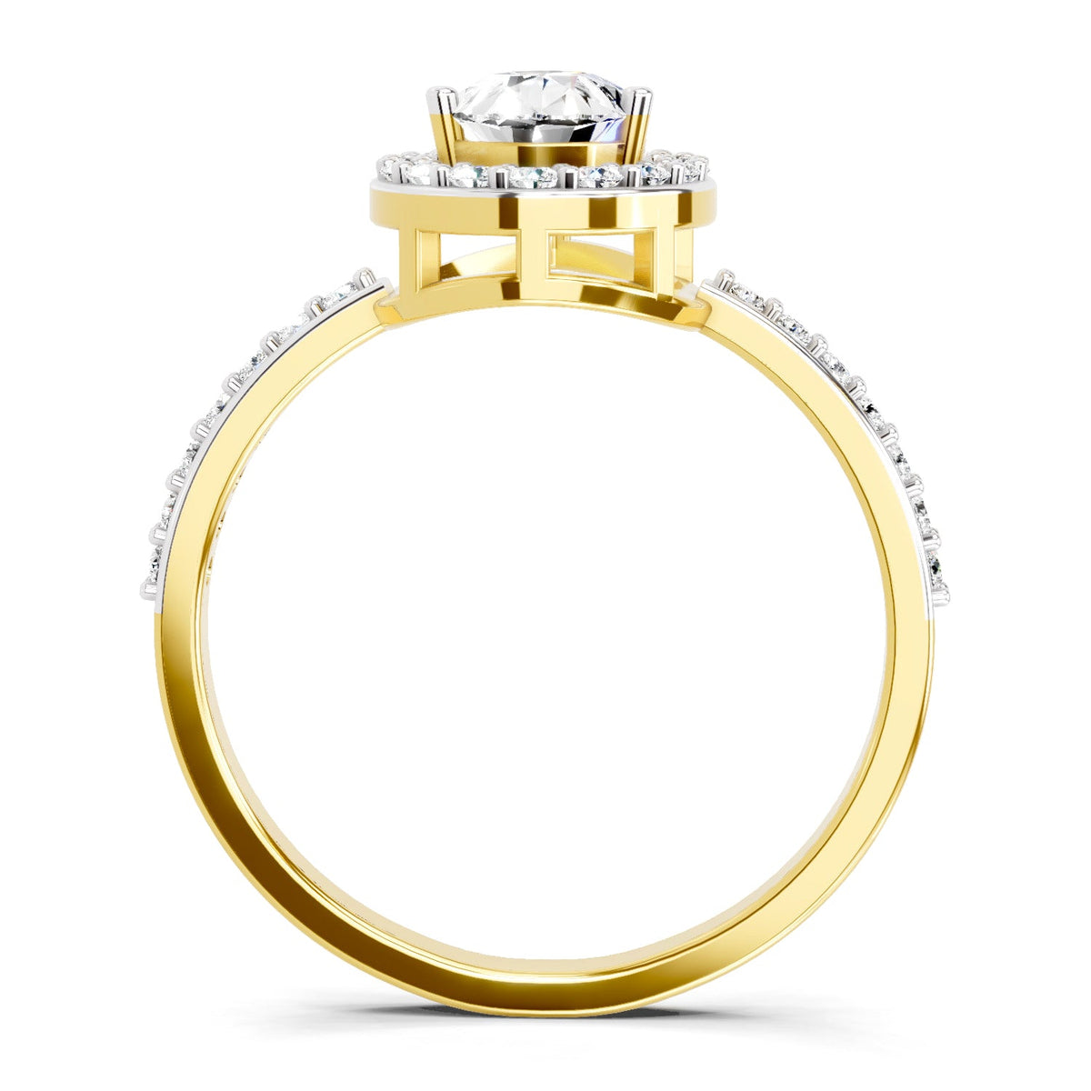 Gleaming Pear Halo Diamond Engagement Ring