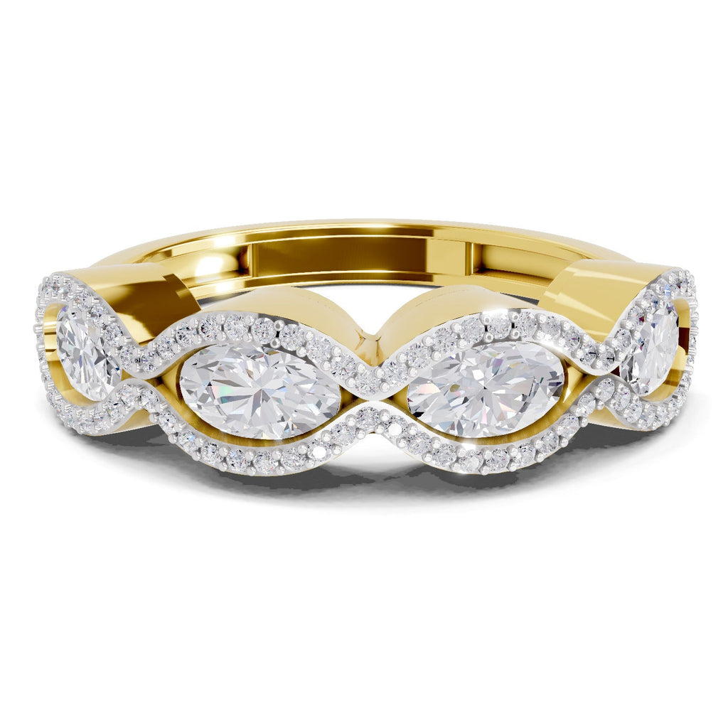 Glistening Oval Wave Diamond Engagement Ring