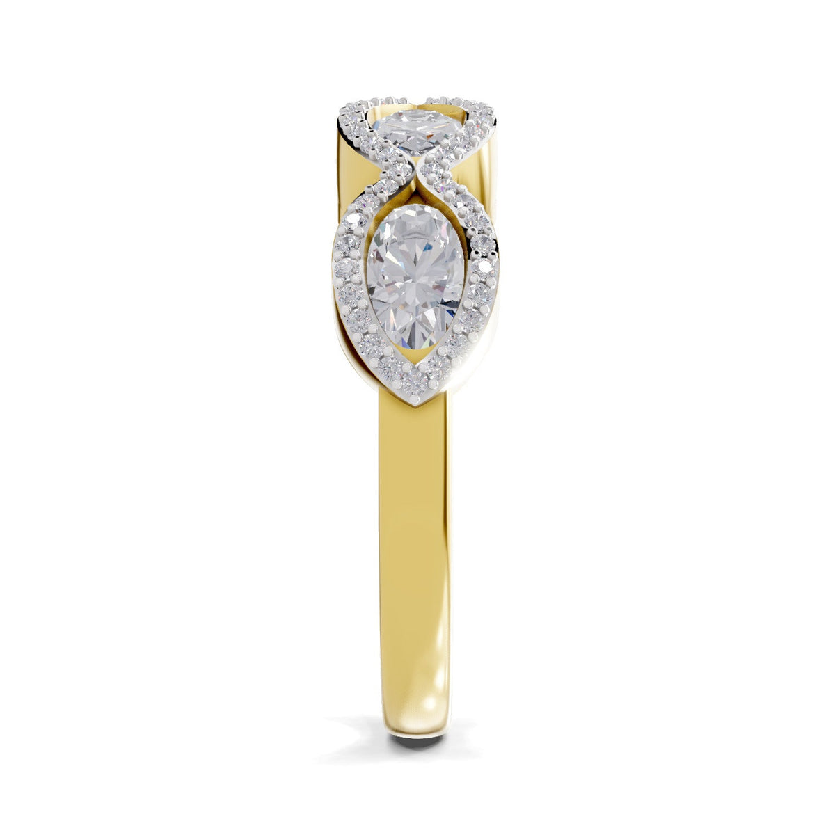 Glistening Oval Wave Diamond Engagement Ring