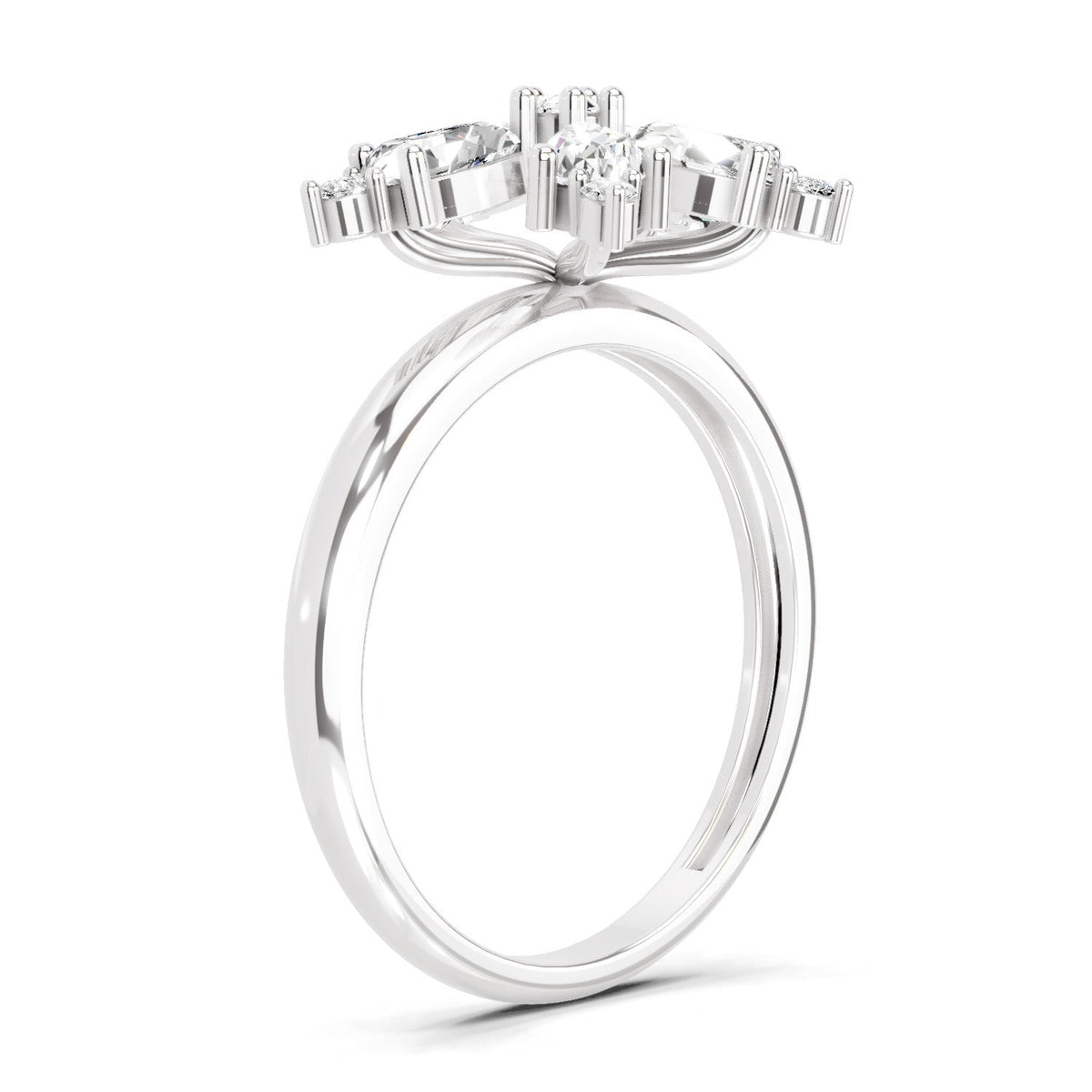 Radiant Pear Floral Diamond Ring