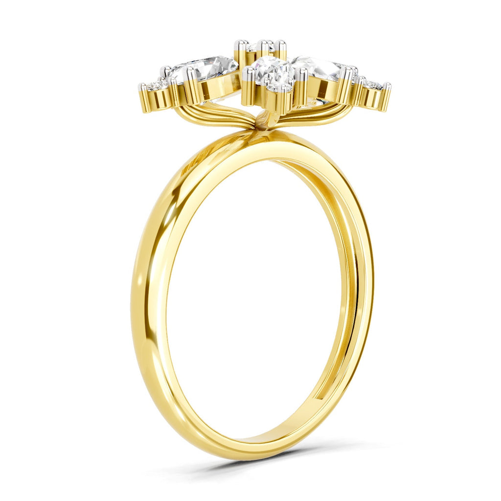 Radiant Pear Floral Diamond Ring
