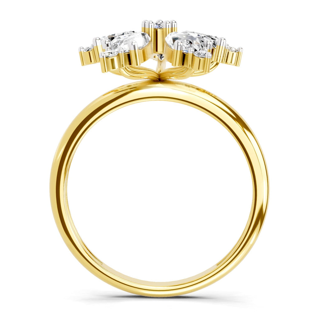 Radiant Pear Floral Diamond Ring