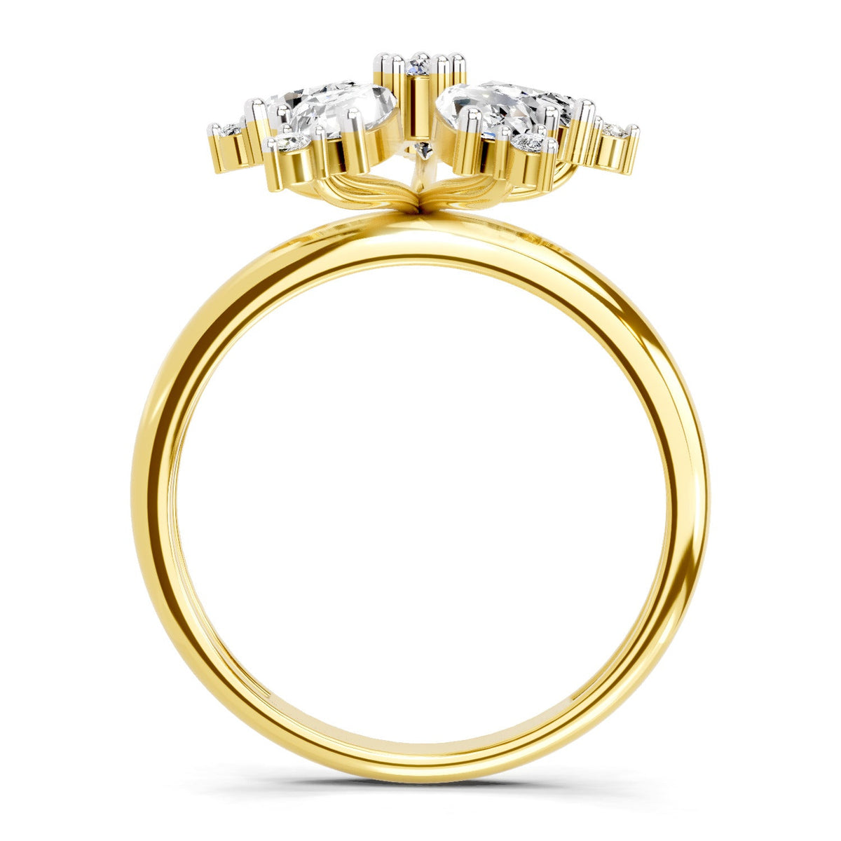 Radiant Pear Floral Diamond Ring