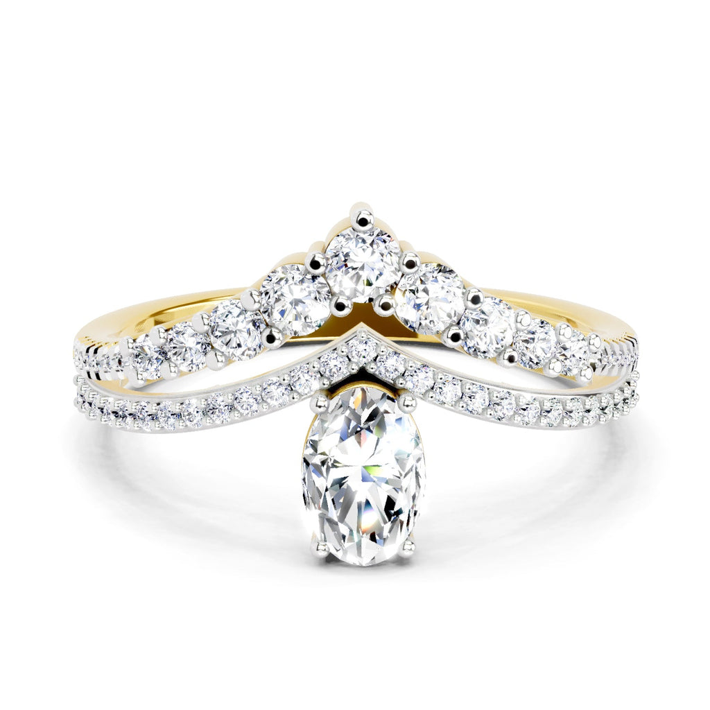 Refined Oval Crown Diamond Ring