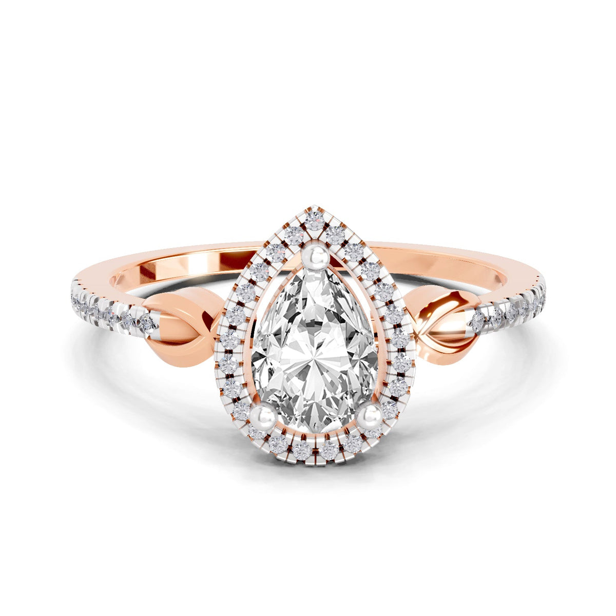 Dazzling Pear Halo Diamond Engagement Ring