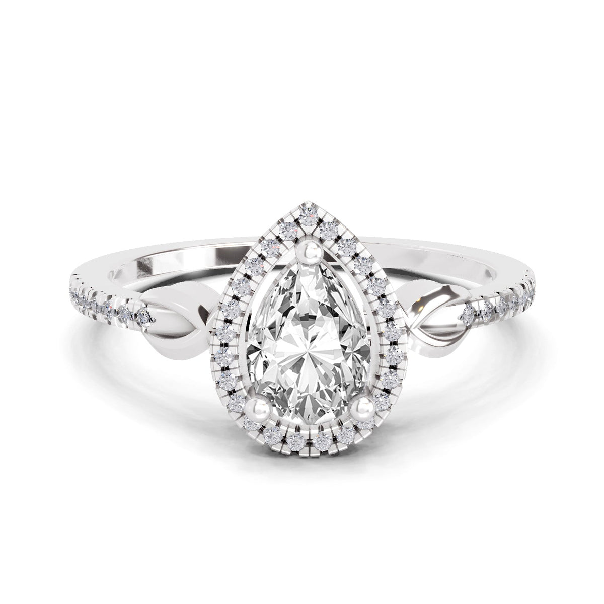 Dazzling Pear Halo Diamond Engagement Ring