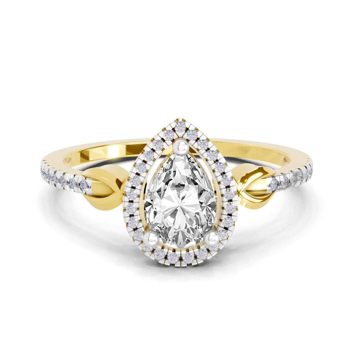 Dazzling Pear Halo Diamond Engagement Ring