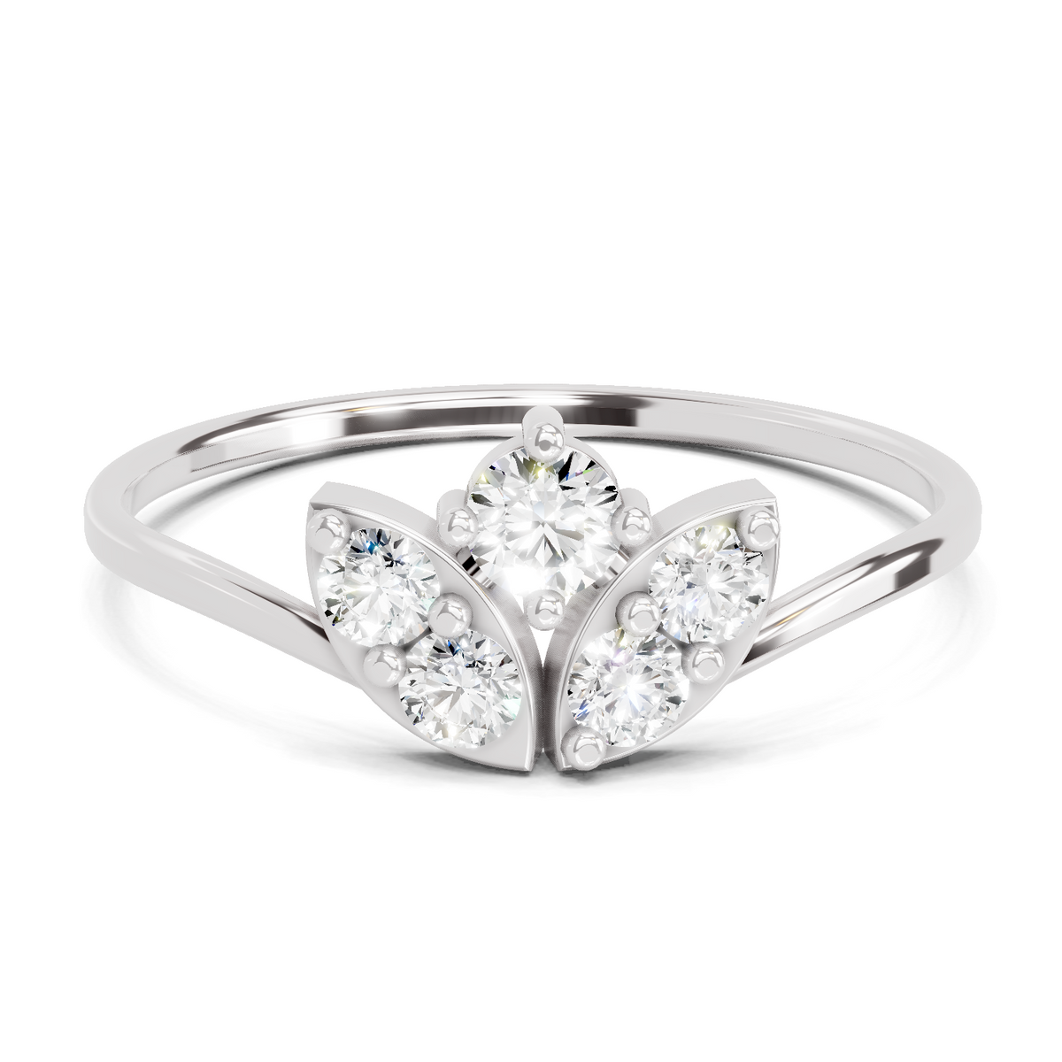 Lustrous Floral Diamond Engagement Ring