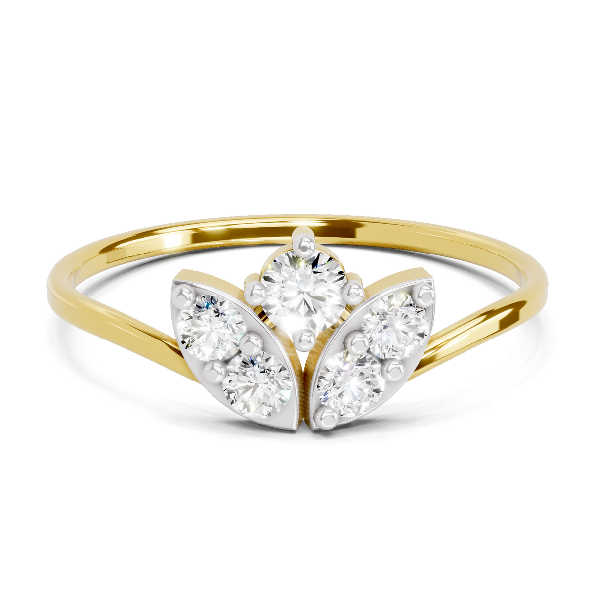 Lustrous Floral Diamond Engagement Ring