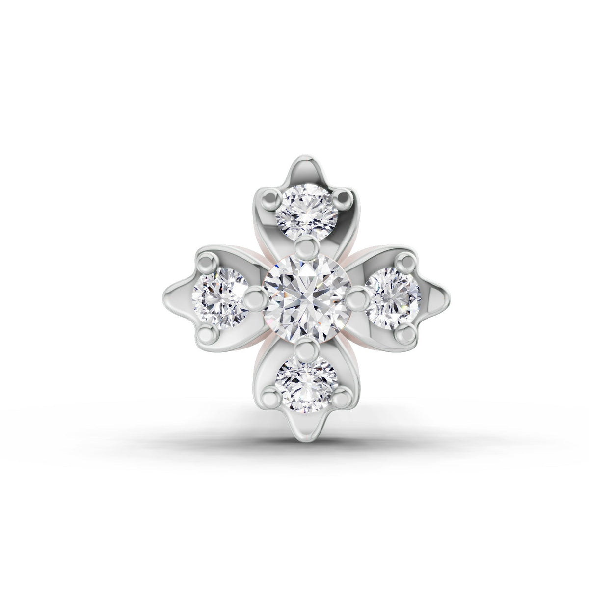 0.03 Carat Floral Diamond Nose Pin 14K